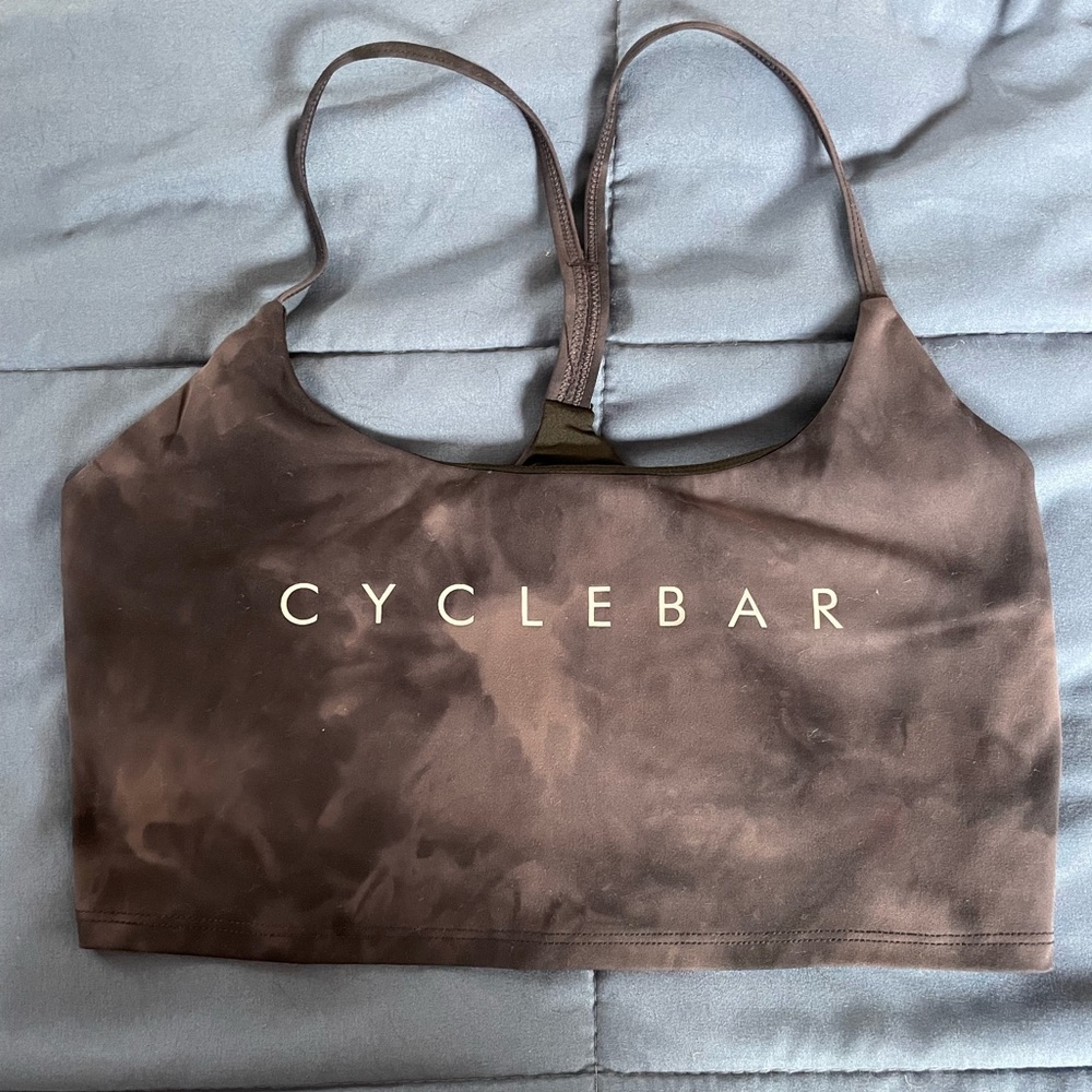 Cyclebar sports bra slight logo peeling on back